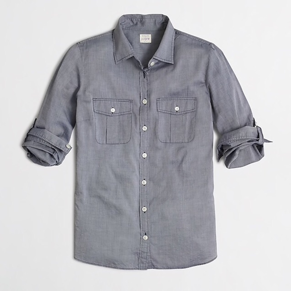 J.Crew Factory Chambray Camp Shirt in Perfect Fit